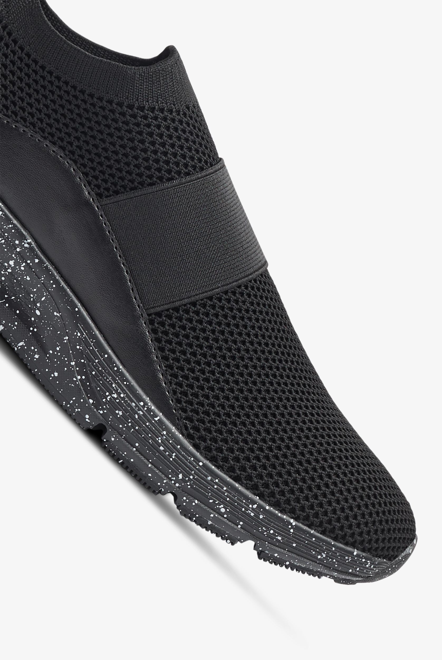 KESWI Women's Black/Black Speckled Athletic Slip On Shoes