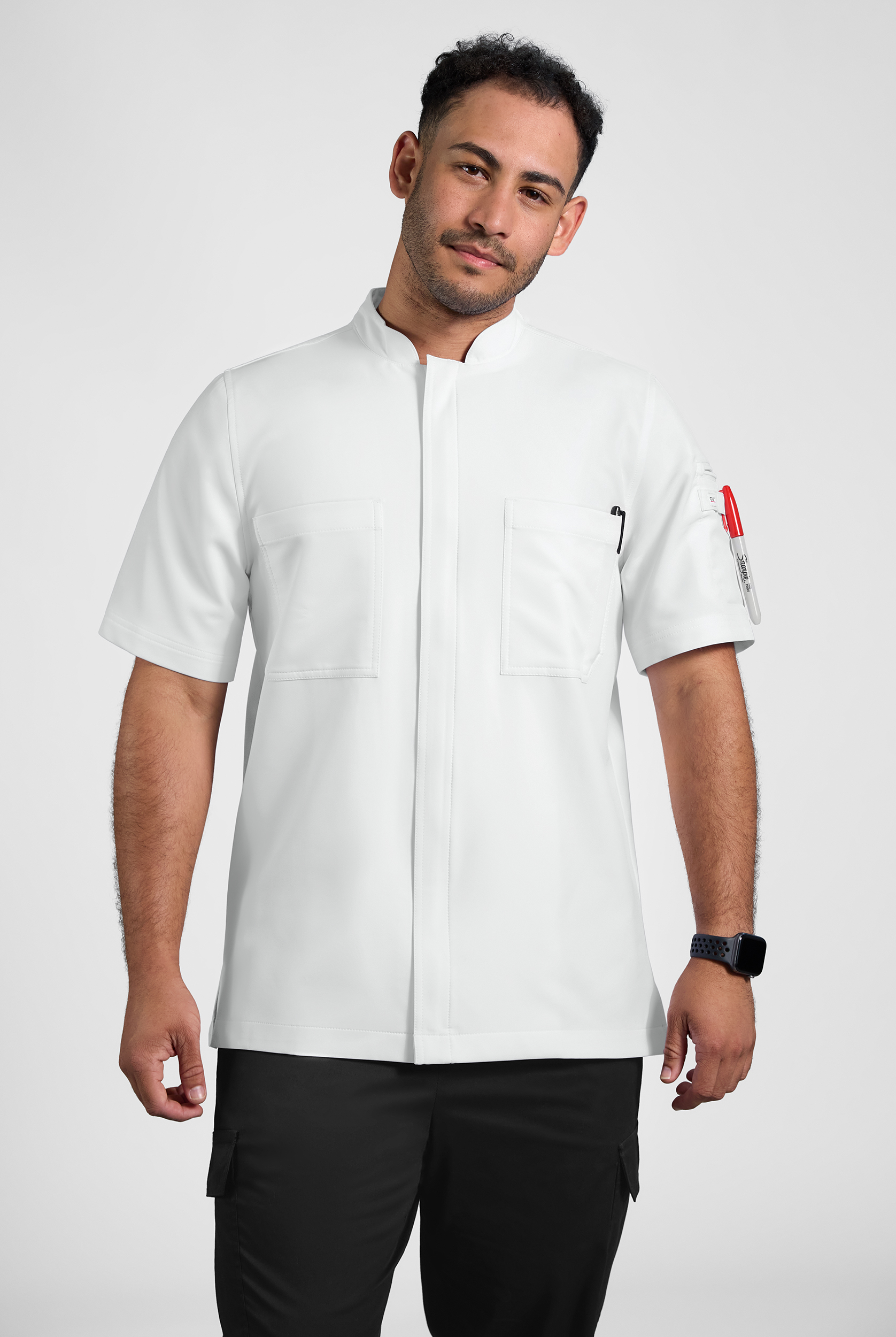 CHEF PERFORMANCE Men's 3-Pocket Zipper Closure STRETCH Chef Coat