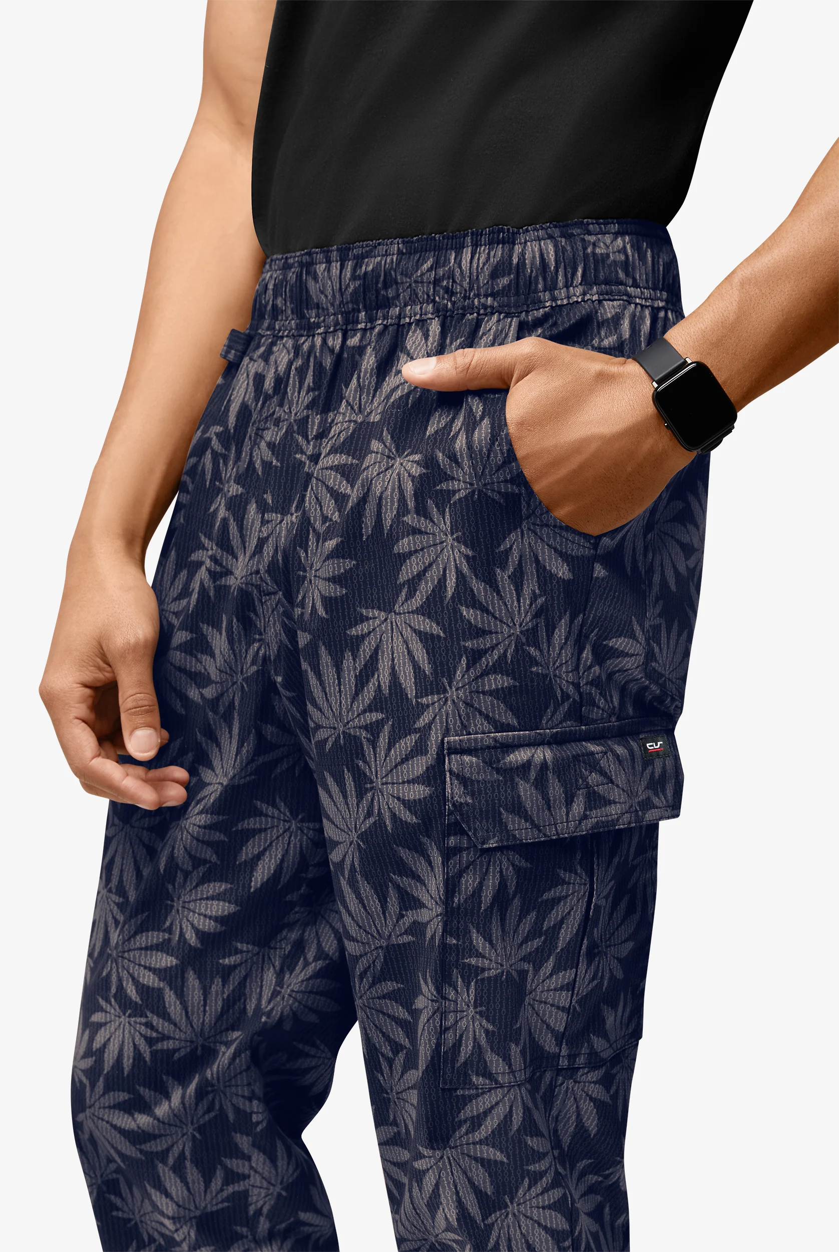 CHEF 360 Happy Leaves Men's 7-Pocket Utility STRETCH Chef Jogger