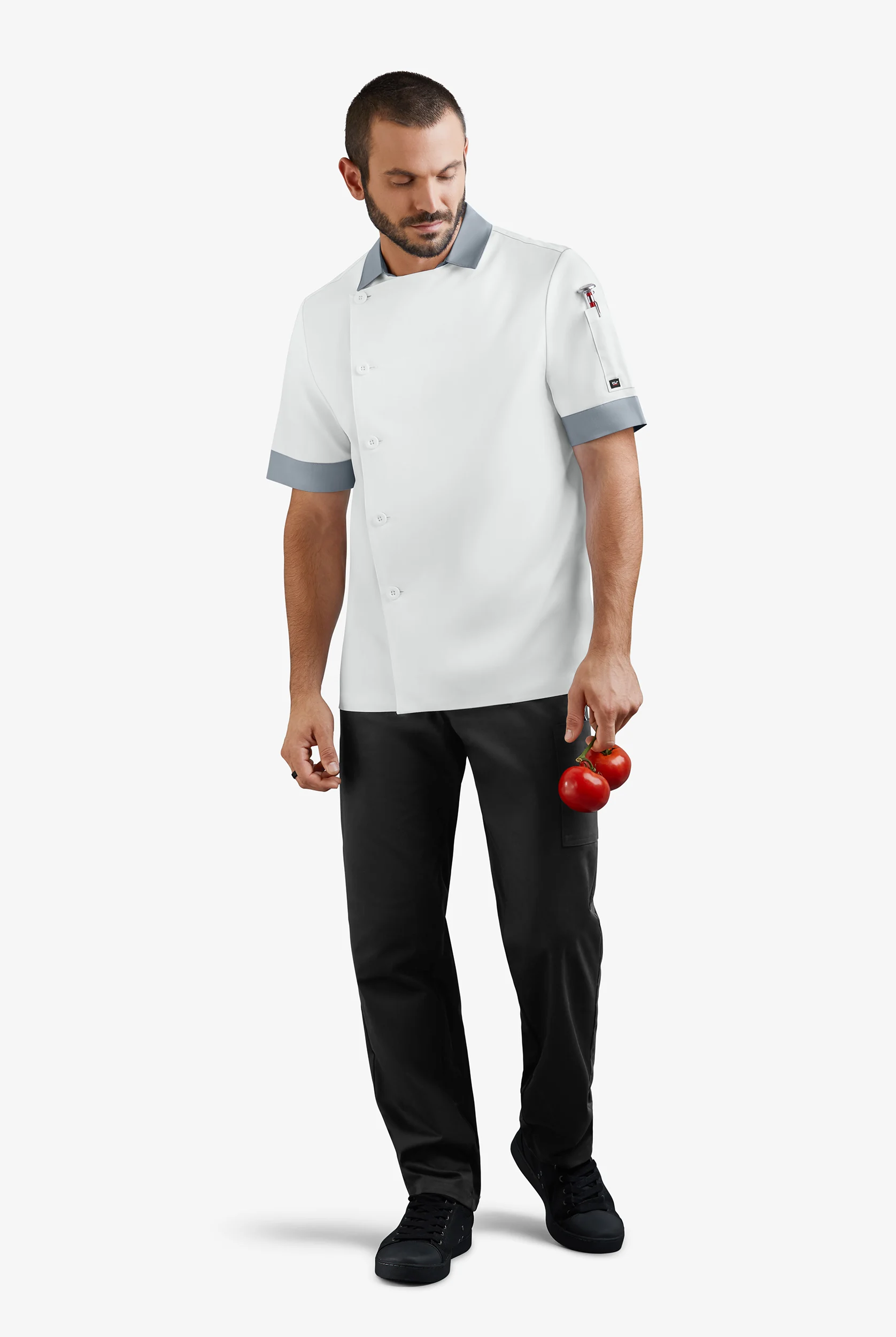 CHEF 360 Men's 3-Pocket Short Sleeve with Mesh Back Panel STRETCH Chef Coat