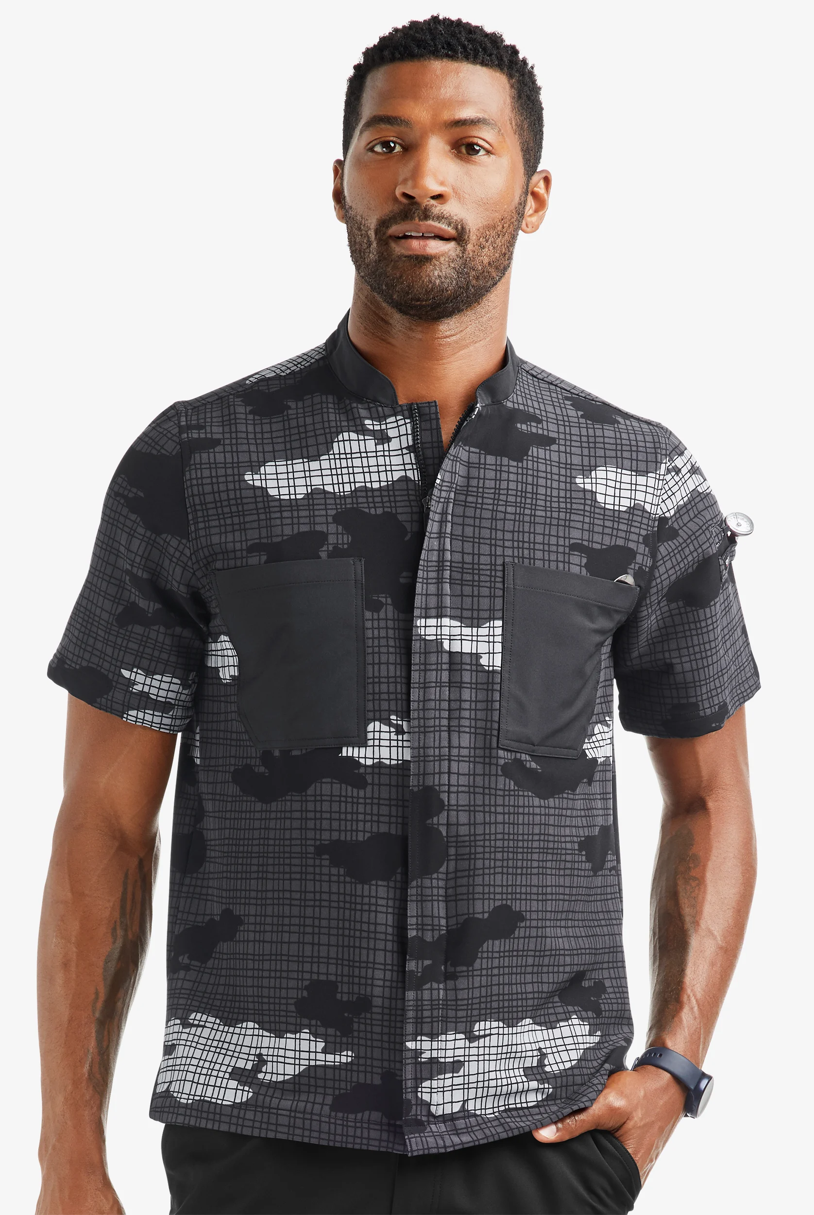 CHEF PERFORMANCE Men's 3-Pocket Zipper Closure Short Sleeve Chef Coat