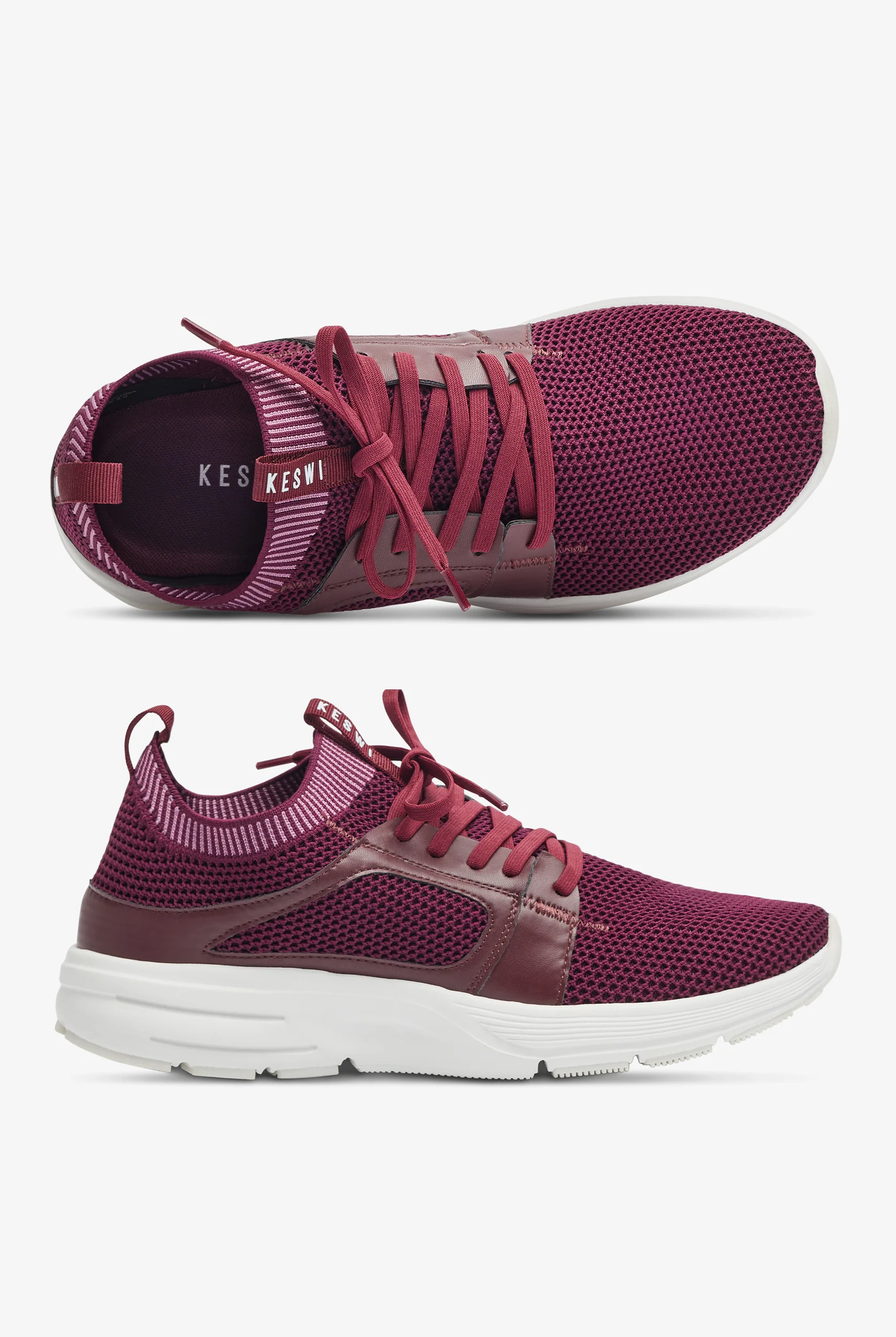 KESWI Women’s Burgundy/Pink/White Athletic Lace Up Shoes