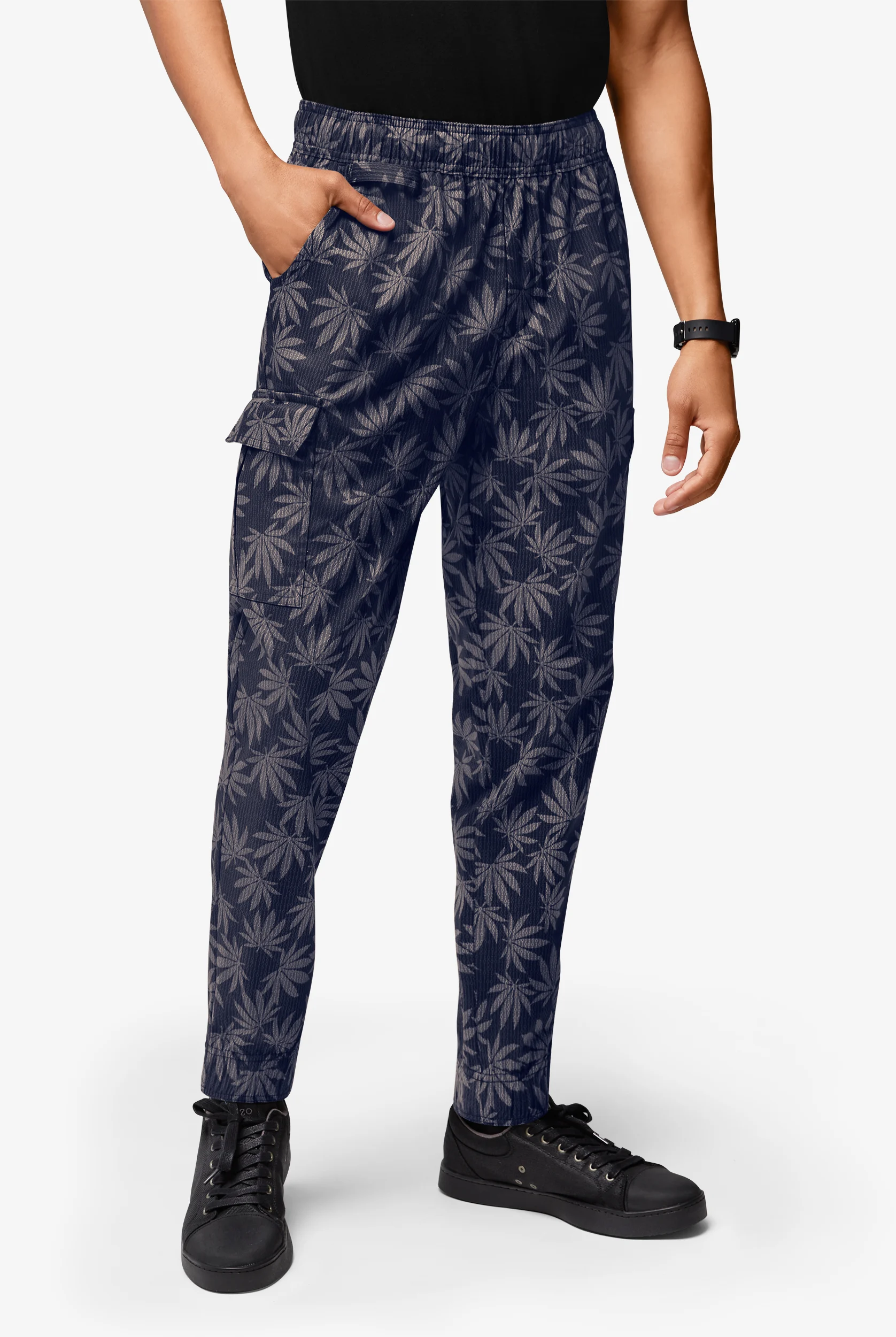 CHEF 360 Happy Leaves Men's 7-Pocket Utility STRETCH Chef Jogger