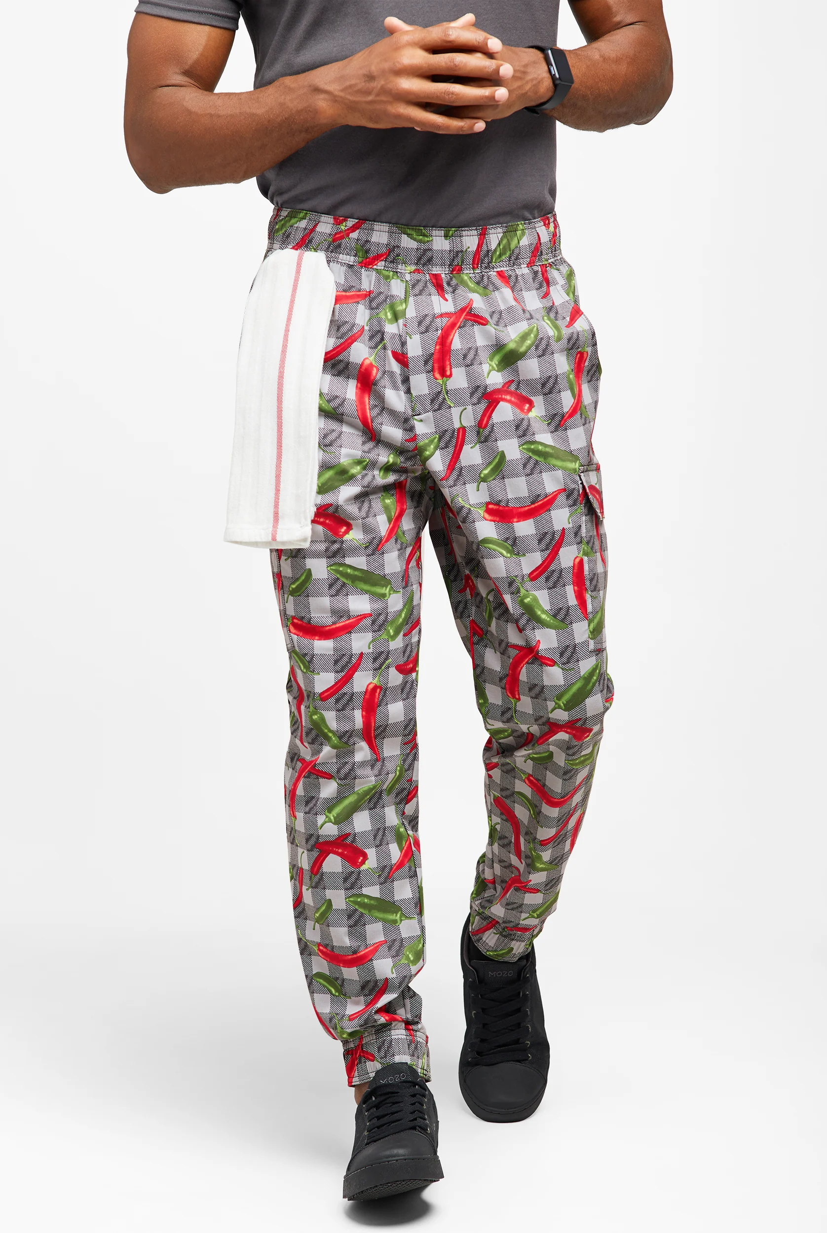 CHEF 360 Mixed Peppers Men's 7-Pocket Utility STRETCH Chef Jogger