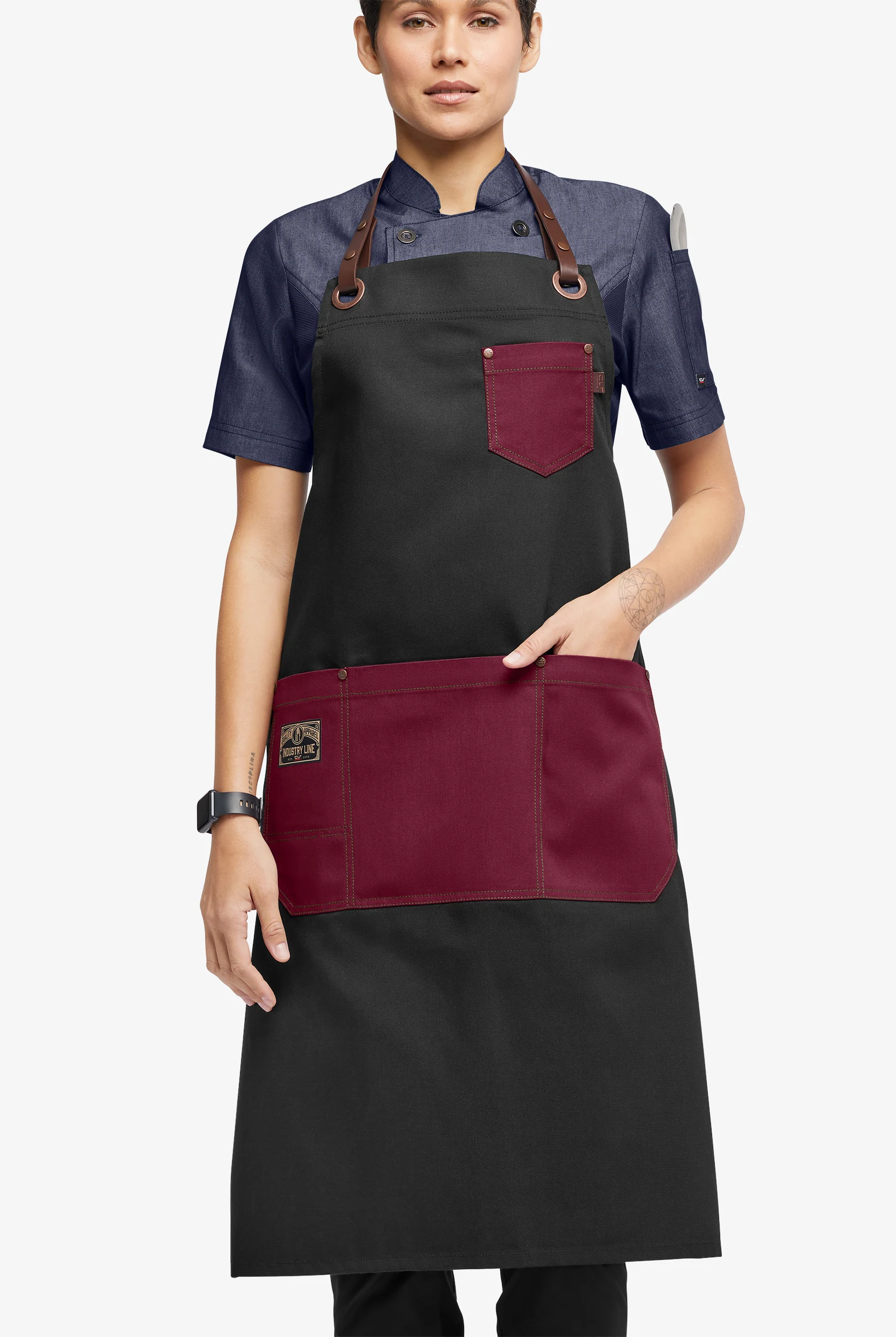 Industry Line Unisex Color Blocked Canvas Chef Apron