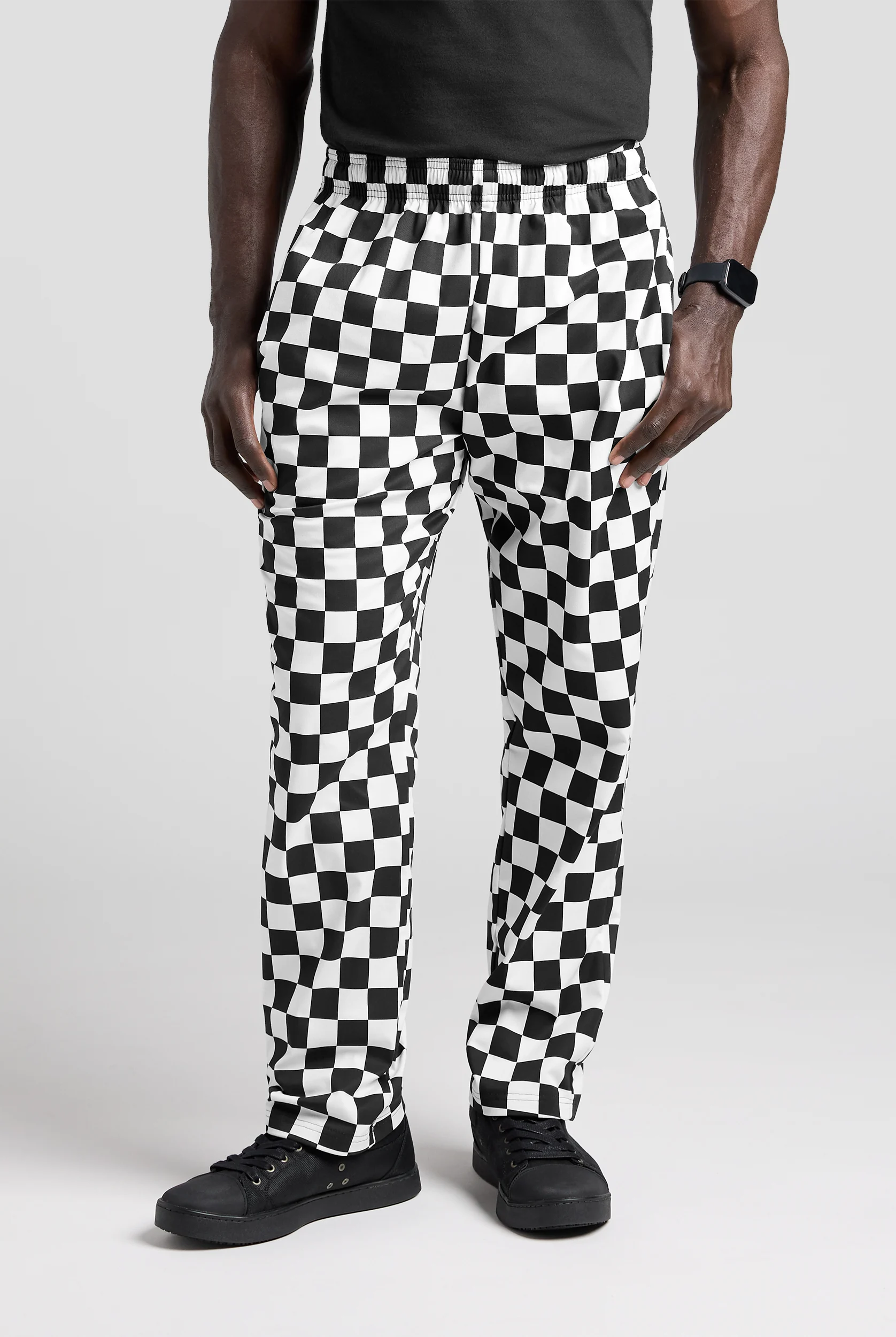 Men's Stretch Printed Baggy Chef Pants - Checkerboard