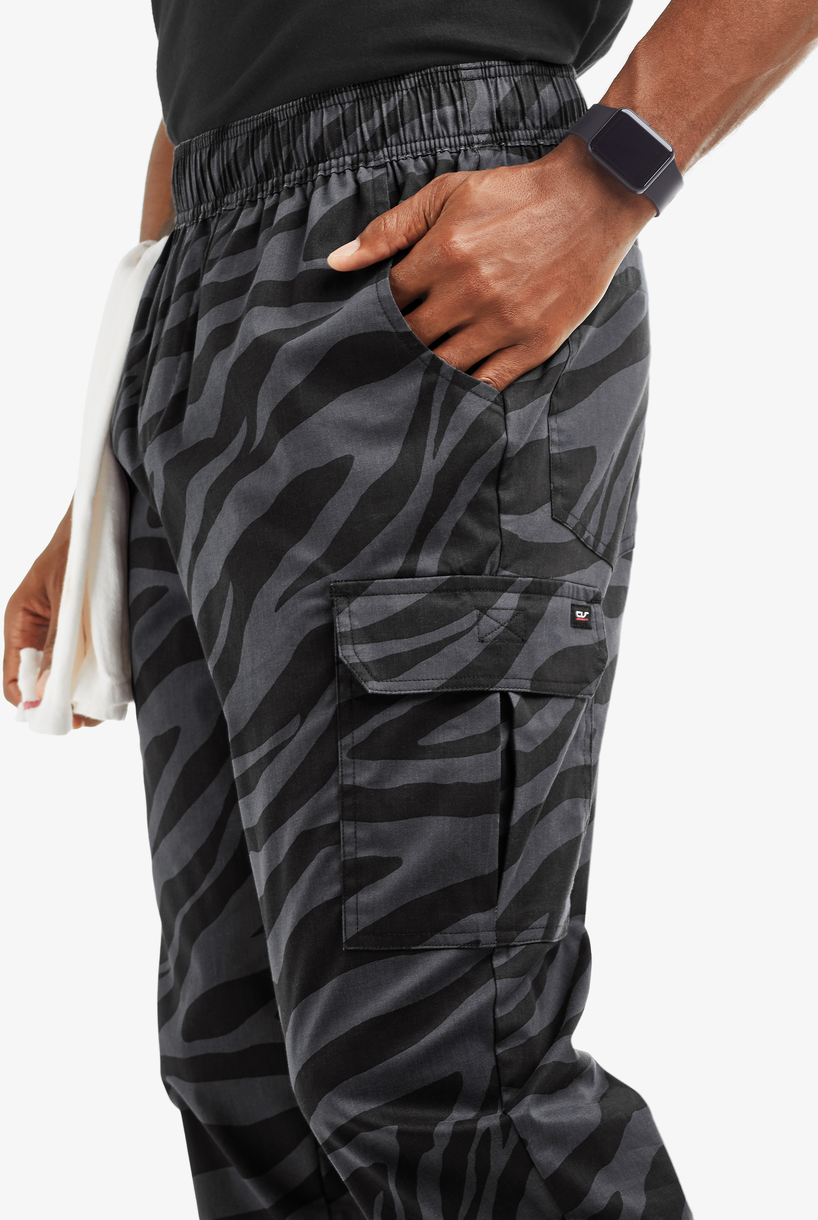 CHEF 360 Zebra Men's 7-Pocket Utility STRETCH Chef Jogger