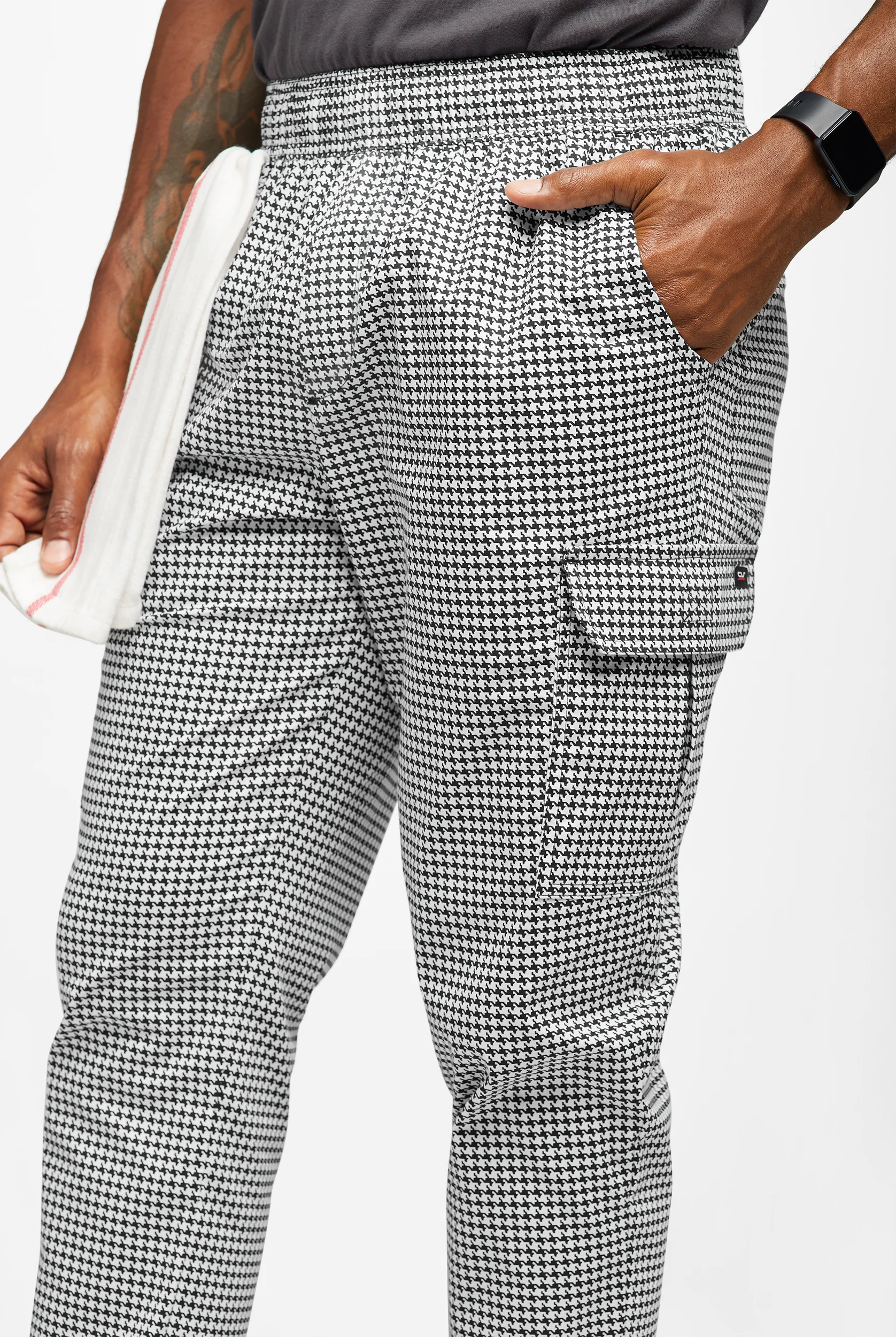 CHEF 360 Houndsthooth Men's 7-Pocket Utility STRETCH Chef Jogger