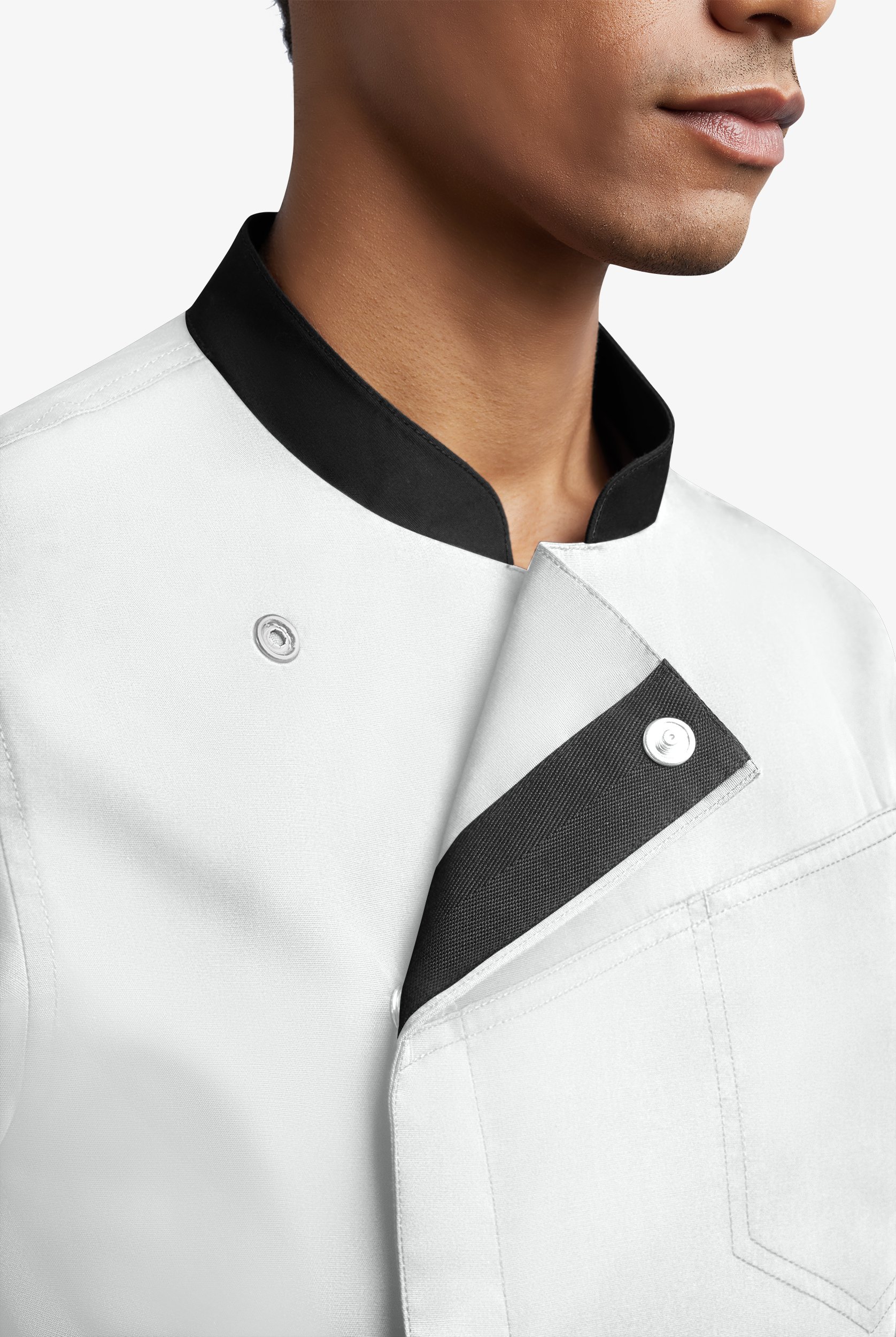 LIGHTWEIGHT Men's Short Sleeve Asymmetrical Snap front with Mesh Panels Chef Coat