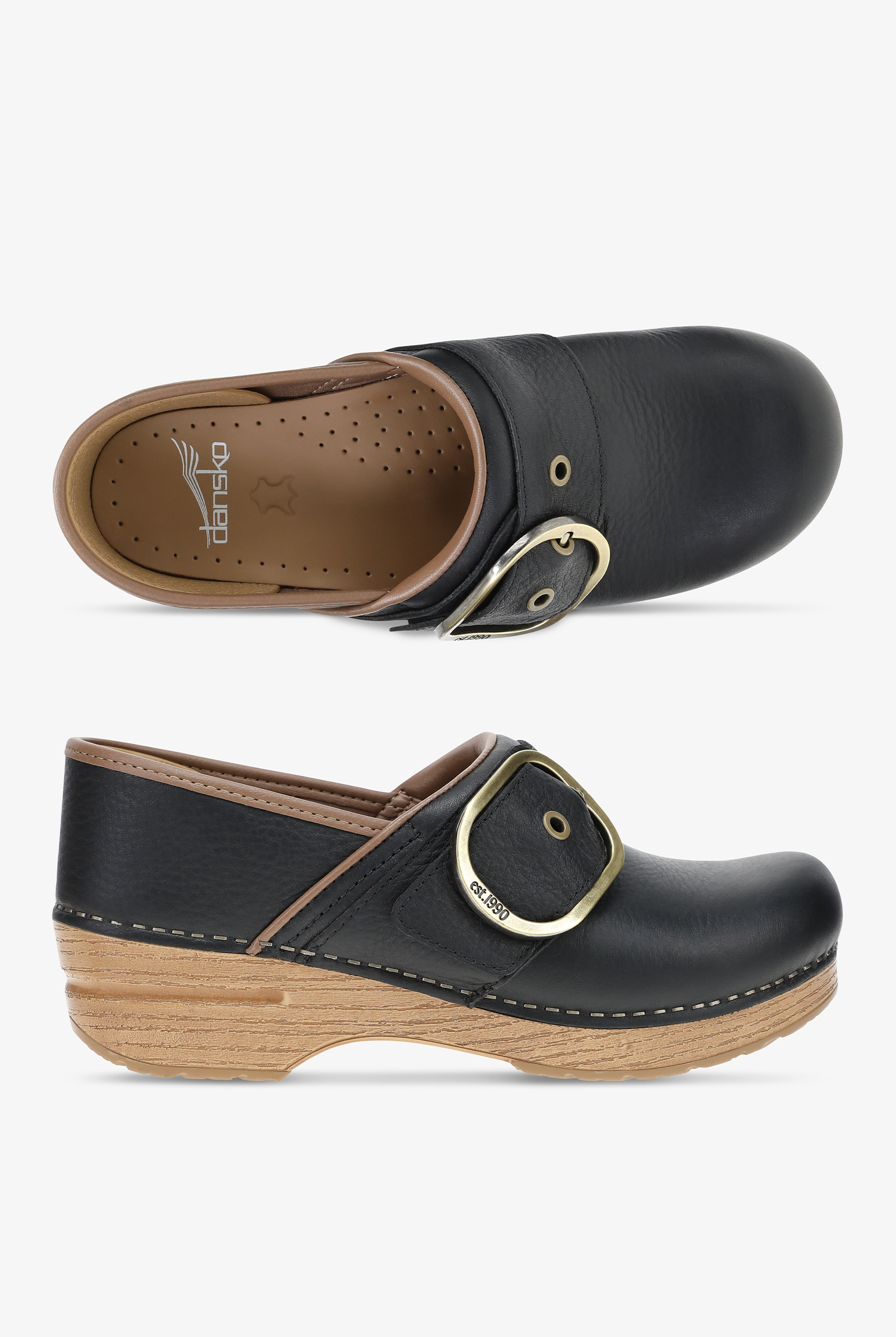 Dansko Women's Pearson Black Tumbled Leather Clog