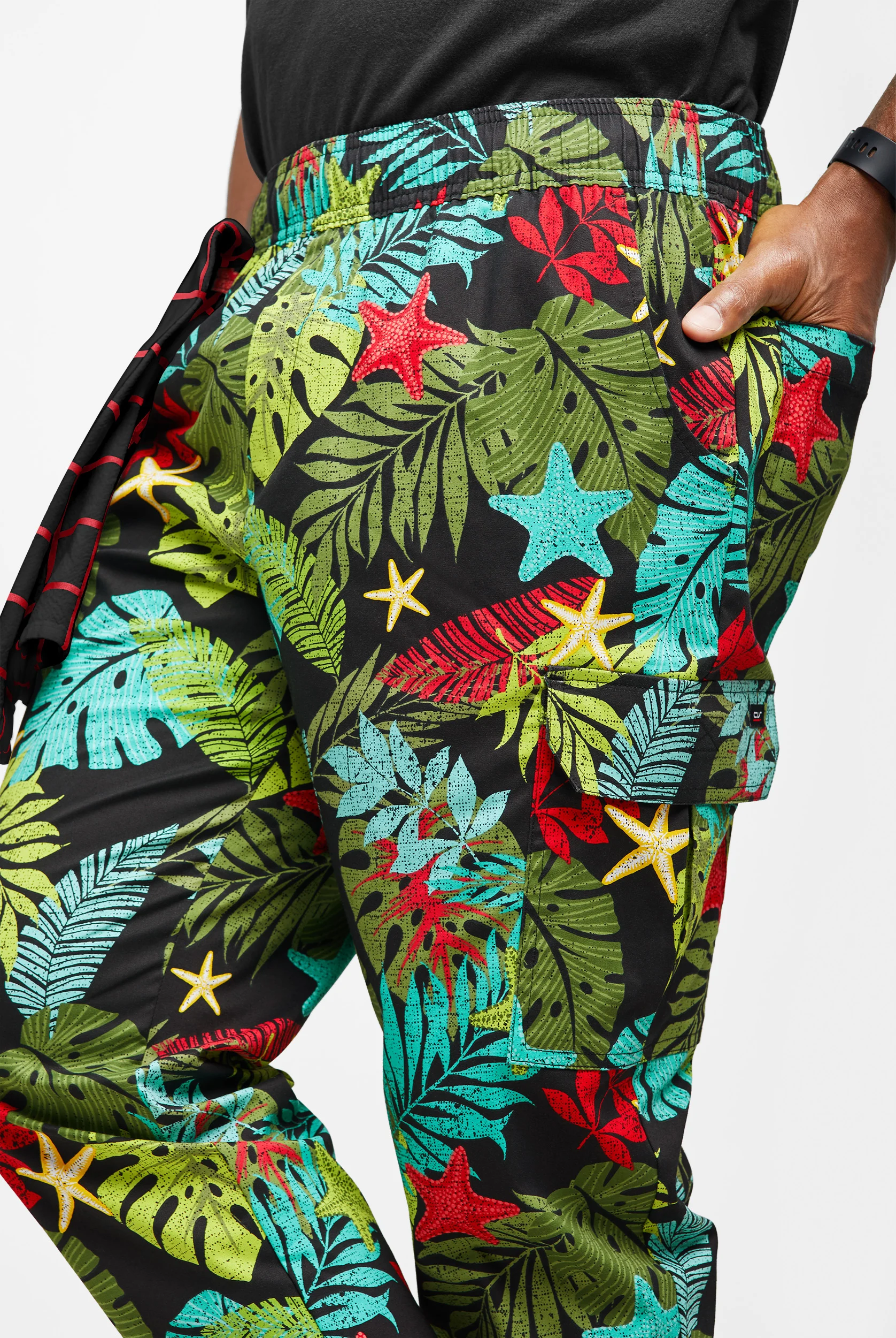 CHEF 360 Tropical Bay Men's 7-Pocket Utility STRETCH Chef Jogger