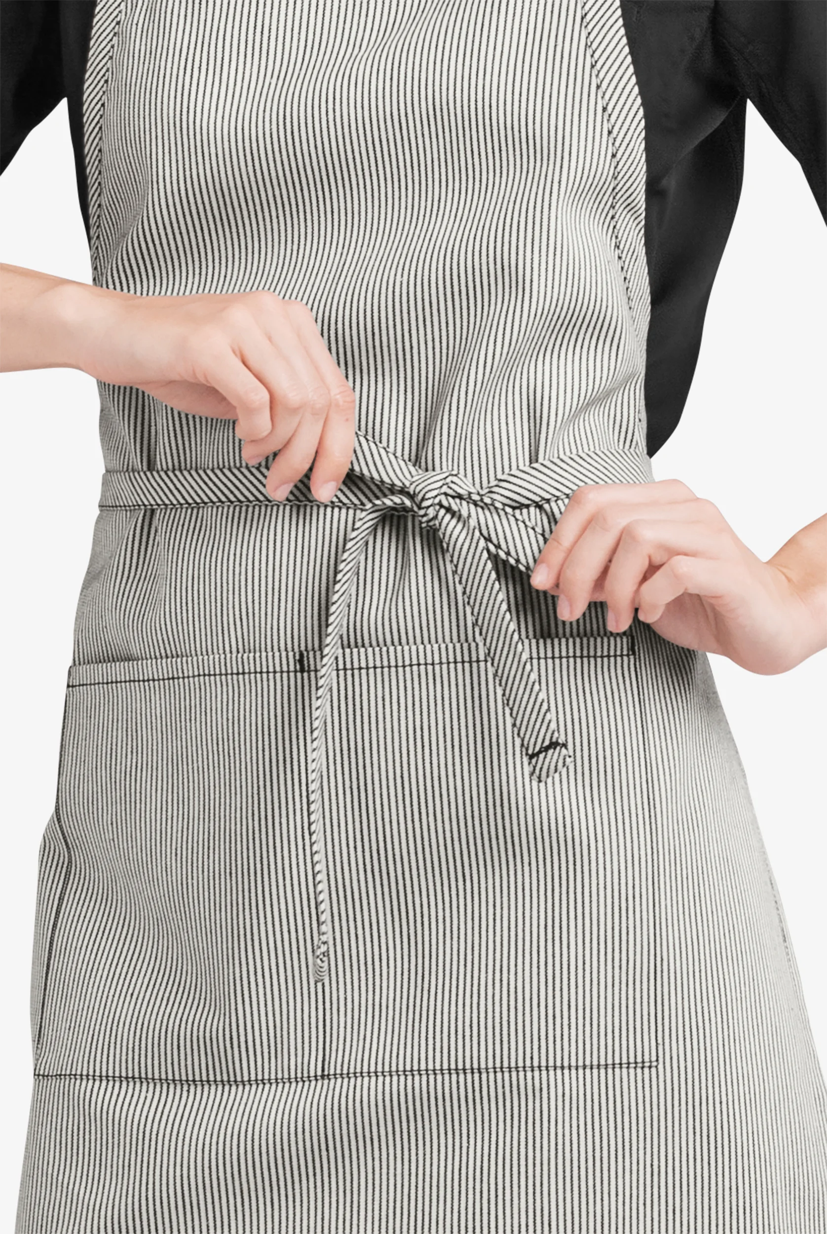 Industry Line Ivory with Midnight Blue Railroad Denim Unisex 2-Pocket Adjustable Bib Chef Apron